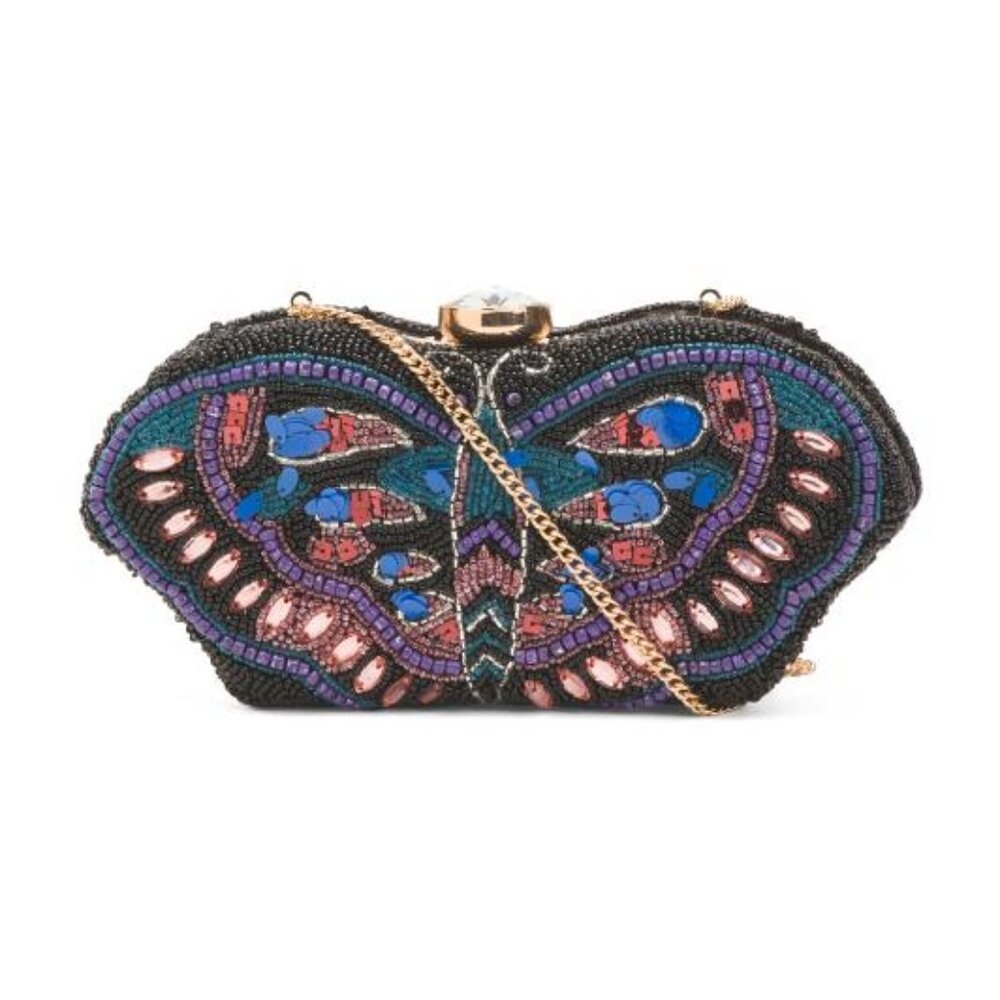 MADE IN INDIA Beaded Butterfly Frame Clutch